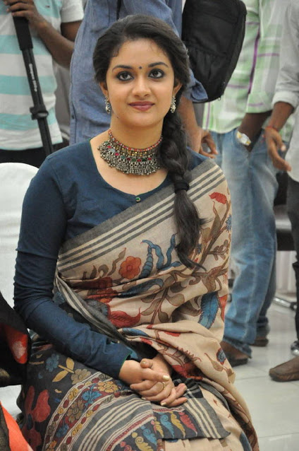 Actress Keerthy Suresh Photos In Transparent Blue Saree 39